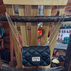 Jelly Black Quilted Mini Bag with Gold Chain